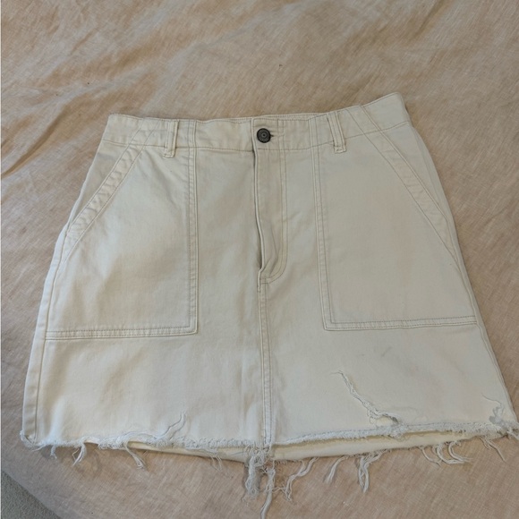 Boyish Cream Denim Skirt - Picture 1 of 4